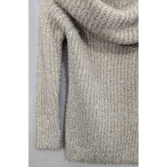 Boston Proper Womens XS Gold Metallic Cowl Neck Pullover Holiday Sweater Festive - Picture 11 of 16